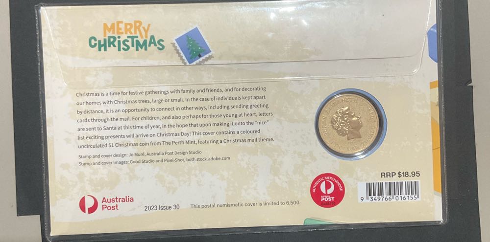 Pnc Australia Merry Christmas Perth Mint Tuvalu $1 Coloured Coin  stamp collectible [Barcode 9349766016155] - Main Image 2