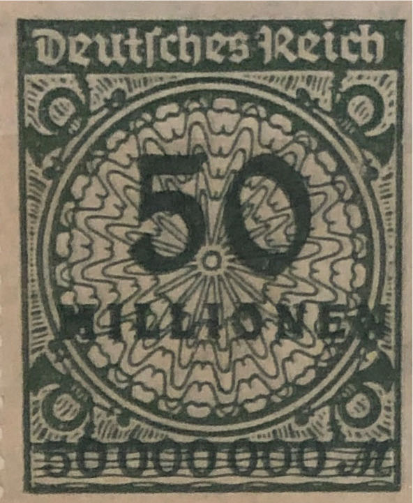 Germany 800 Tausend Mark Overprint On 400 Mark Green 1923 Inflation