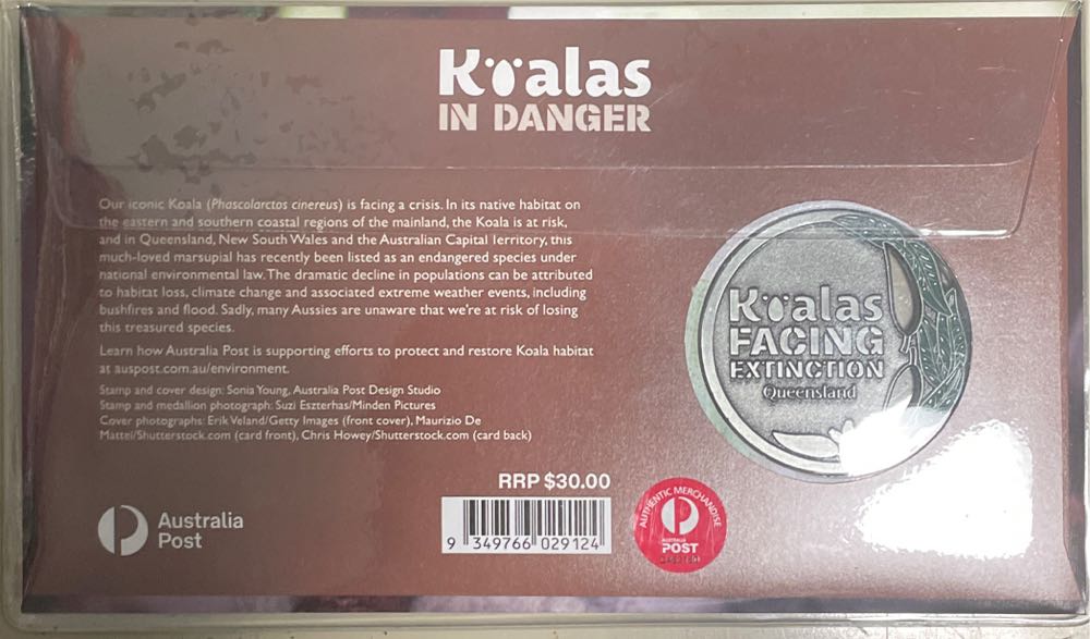 Pnc Australia Koalas In Danger Queensland Medallion Limited Ed # 2595 3000  stamp collectible [Barcode 9349766029124] - Main Image 2