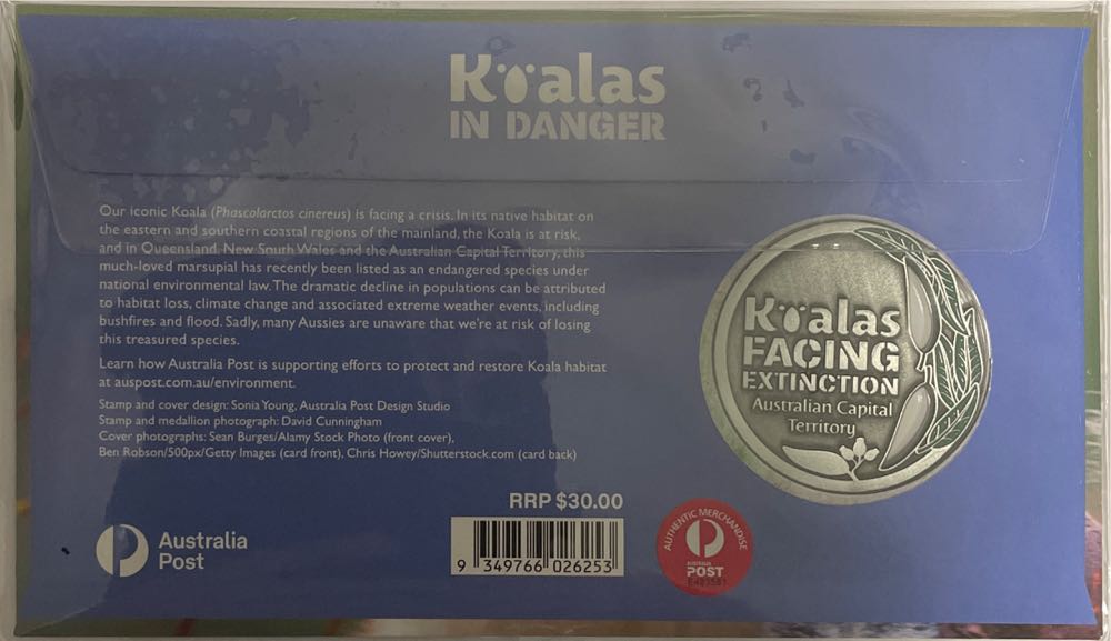 Pnc Australia Koalas In Danger Act Medallion Limited Edition # 1255 3000  stamp collectible [Barcode 9349766026253] - Main Image 2