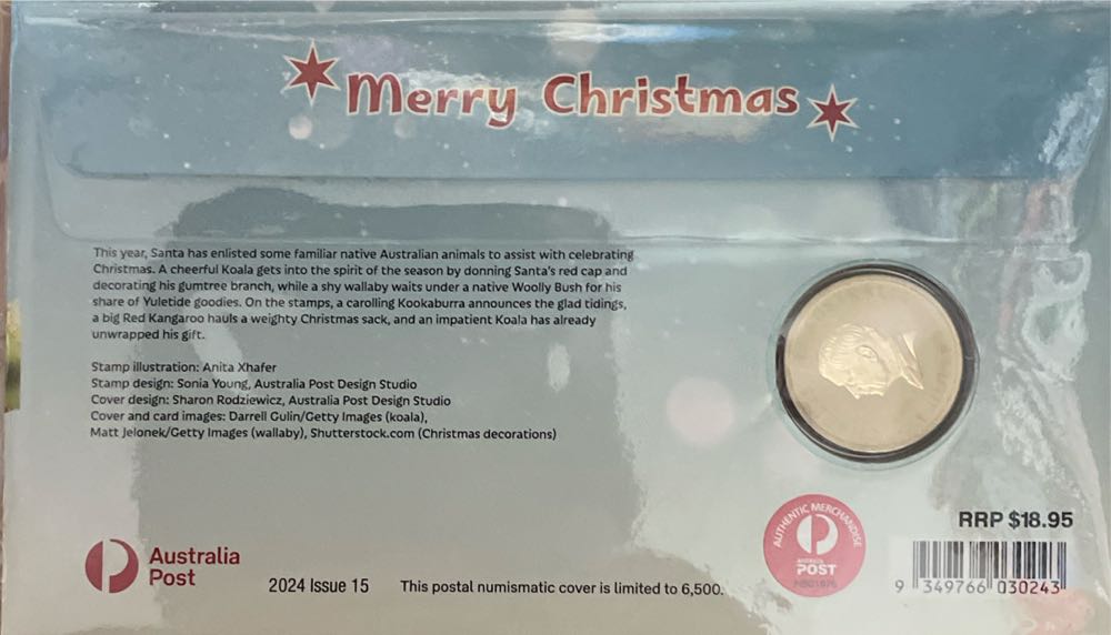 Pnc Australia Merry Christmas Perth Mint $1 Coloured Uncirculated Coin  stamp collectible [Barcode 9349766030243] - Main Image 2