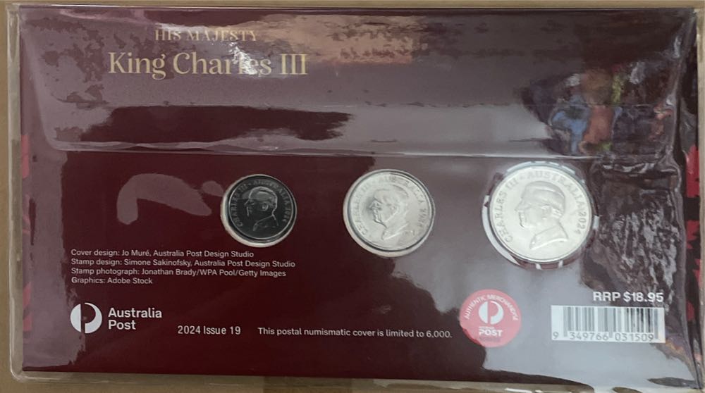 Pnc Australia His Majesty King Charles Iii 3 Coins Ram 20c 10c 5c  stamp collectible [Barcode 9349766031509] - Main Image 2