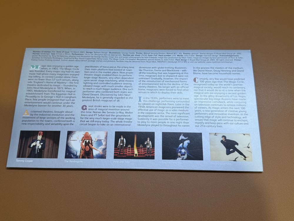 Royal Mail Stamps Presnetation Pack - The Magic Circle’s Centenary  stamp collectible - Main Image 3