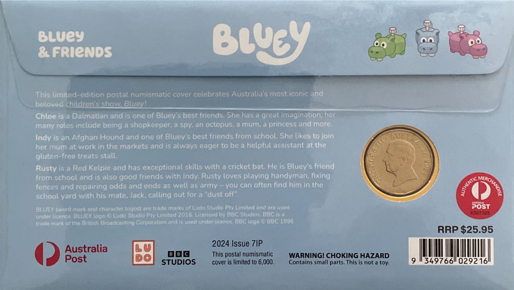 New: Bluey Pnc $1 Privy Mark Uncirculated Coin The Grannies & Friends Bingo Uncle  stamp collectible [Barcode 9349766029216] - Main Image 2