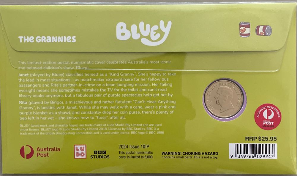 New: Bluey Pnc $1 Privy Mark Uncirculated Coin The Grannies  stamp collectible [Barcode 9349766029247] - Main Image 2