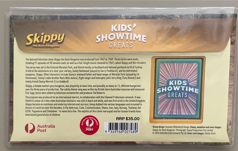 Kid’s Showtime Greats Skippy Medallion Fdc Surrey Hills Pmk  stamp collectible [Barcode 9349766027489] - Main Image 2