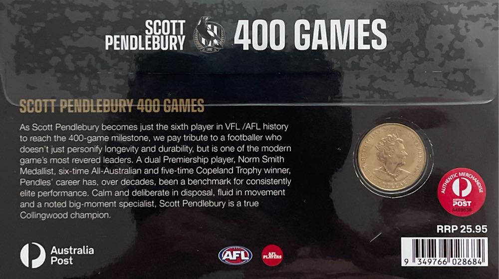 PNC Scott Pendlebury 400 Games  stamp collectible [Barcode 9349766028684] - Main Image 2
