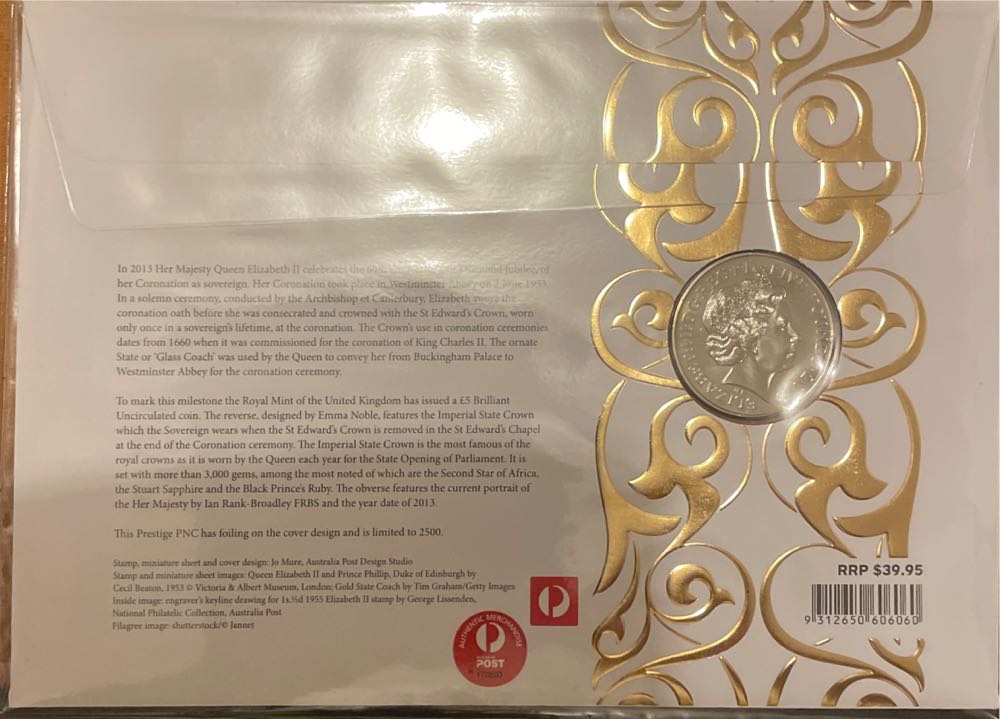 Queen’s Coronation Stamp First Day Cover 5 Pound Limited Pnc No.1490  stamp collectible [Barcode 9312650606060] - Main Image 2