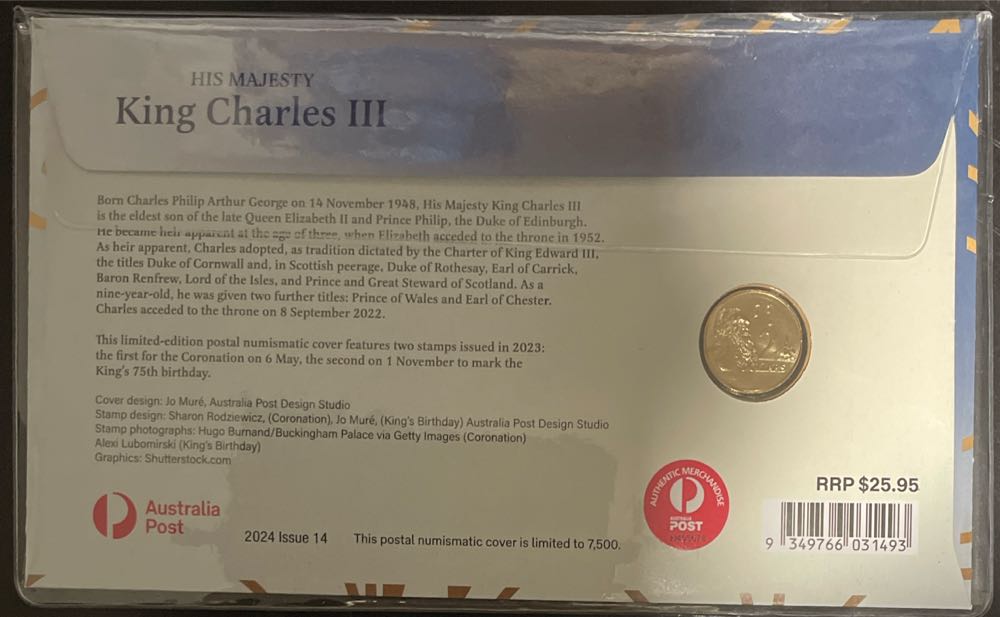 His Majesty King Charles Iii Effigy $2 Pnc Ram Coin Birthday  stamp collectible [Barcode 9349766031493] - Main Image 2