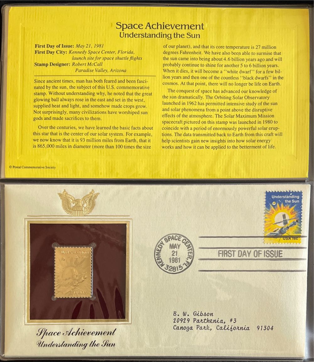 1981 Post Stamp Covers with GOLD STAMP KENNEDY SPACE CENTER 1981 SHUTTLE Launching  stamp collectible - Main Image 2