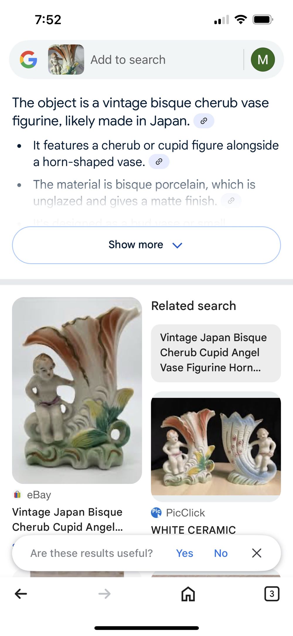 Vase - Vintage Cherub Porcelain  stamp collectible - Main Image 2