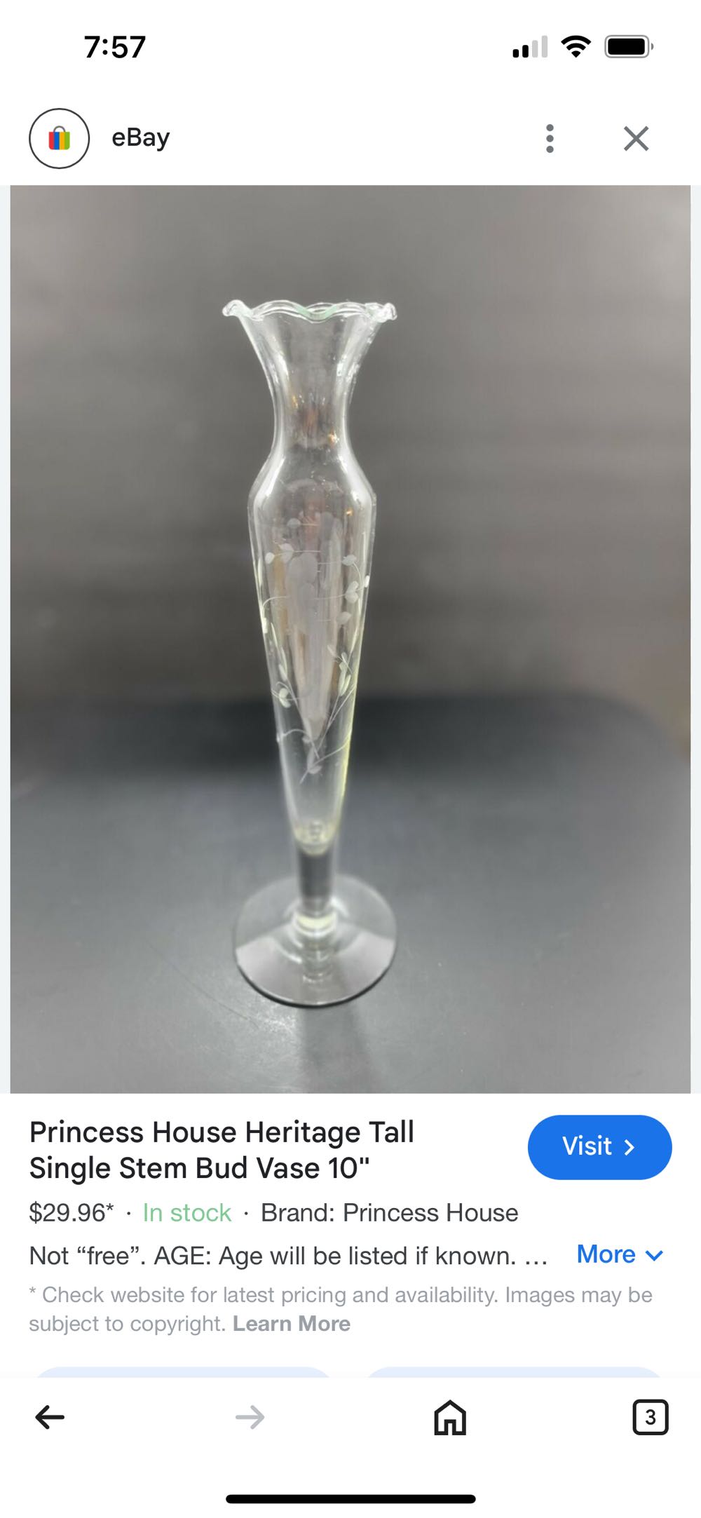 Vase- Princess House   stamp collectible - Main Image 2