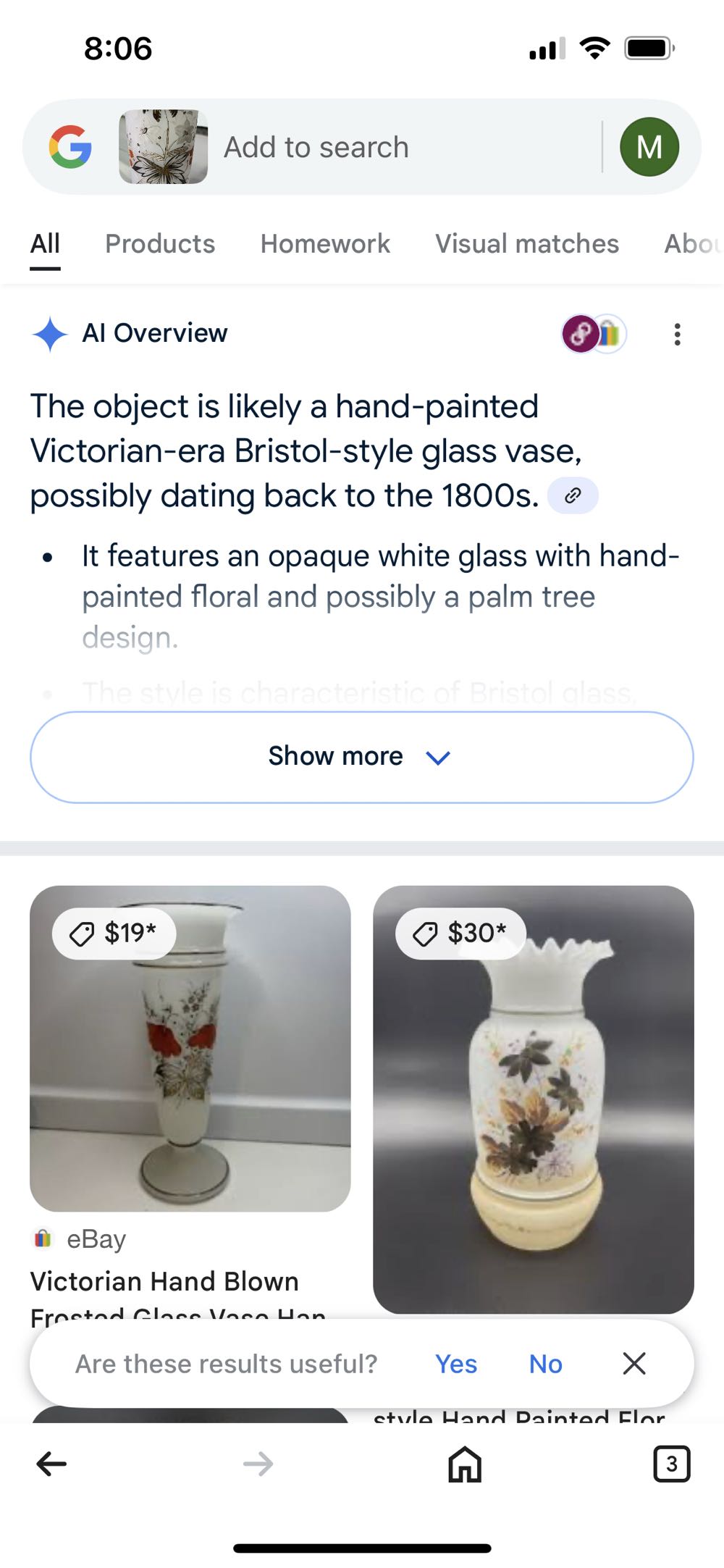 Vase- Bristol Pair Hand Painted  stamp collectible - Main Image 2