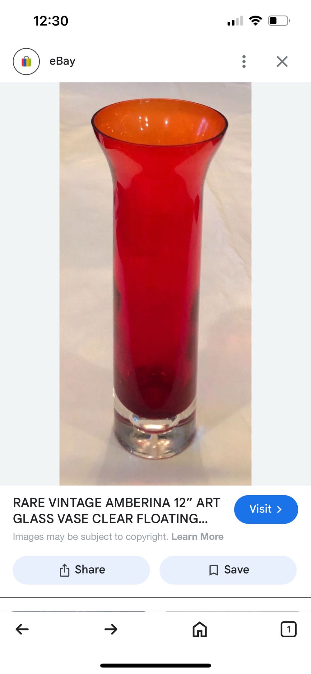 Vase- Red Glass   stamp collectible - Main Image 2