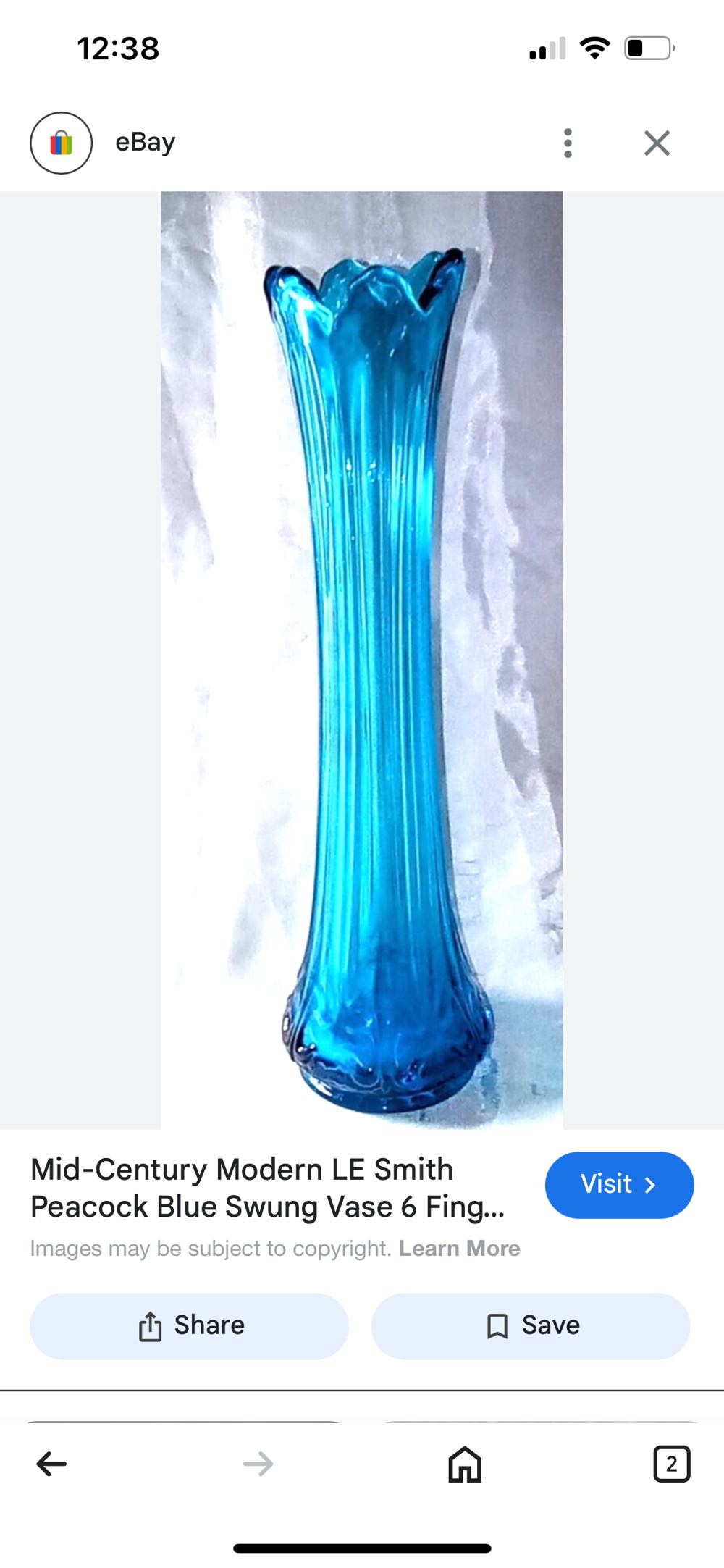 Vase- Cobalt Blue Glass Talk  stamp collectible - Main Image 2