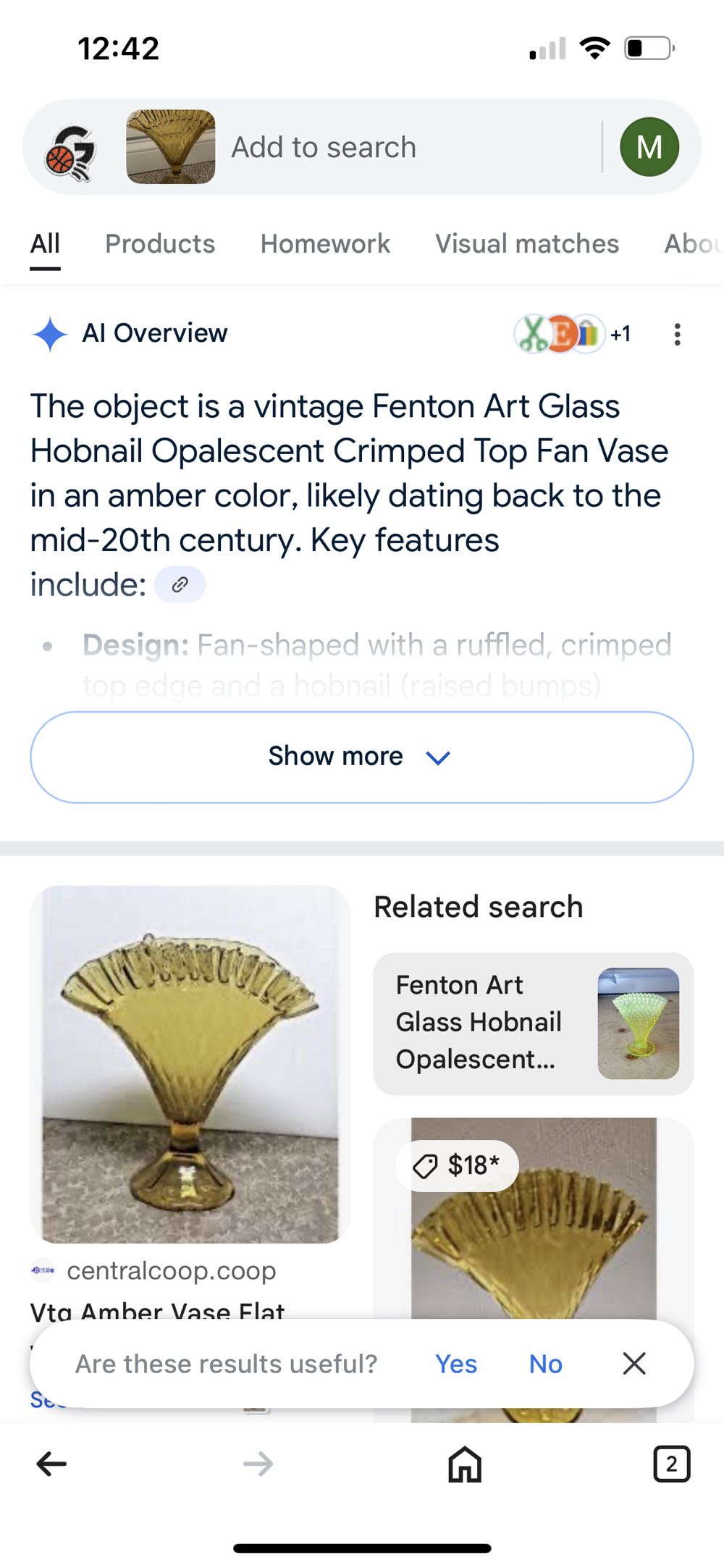 Vase- Fenton Amber Glass  stamp collectible - Main Image 2