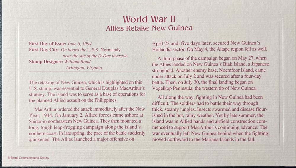 World War II Allies Retake New Guinea  stamp collectible - Main Image 2