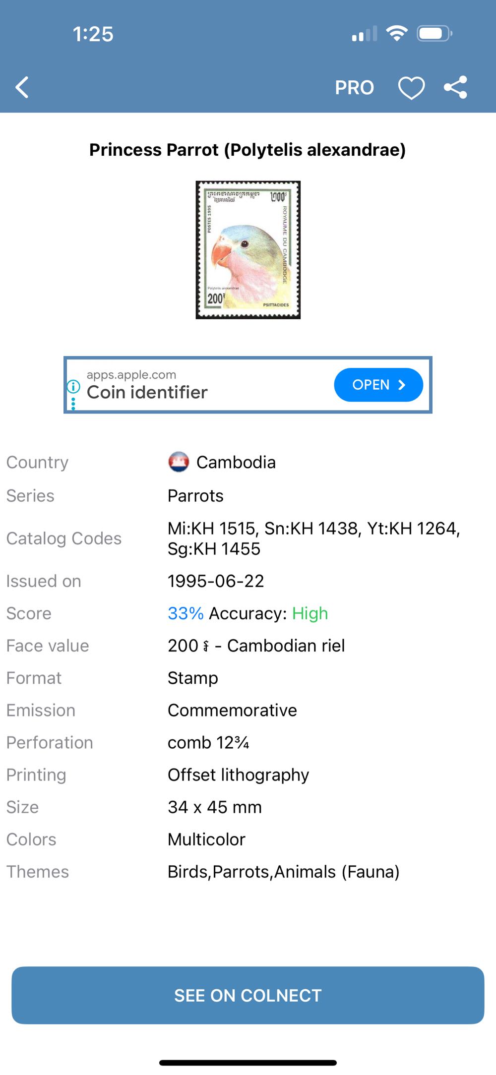 Princess Parrot  stamp collectible - Main Image 2