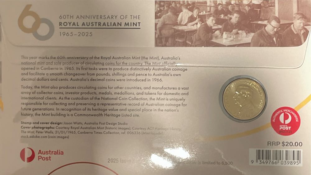 Royal Australian Mint $1 Mark Anniversary  stamp collectible [Barcode 9349766039895] - Main Image 2
