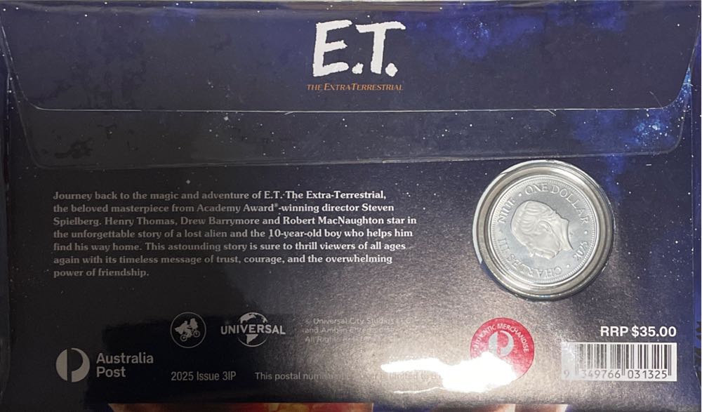 E.t. The Extra Terrestrial Fdc Pnc With Unc Coloured $1 Coin. Limited To  stamp collectible [Barcode 9349766031325] - Main Image 2