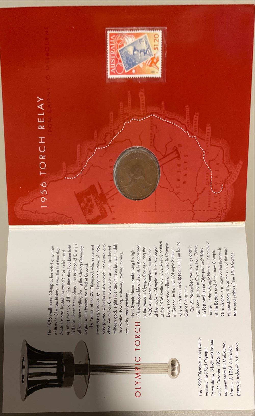 Mnh Australia Post Pnc Olympic Torch With 1956 ...  stamp collectible [Barcode 9312650131913] - Main Image 3