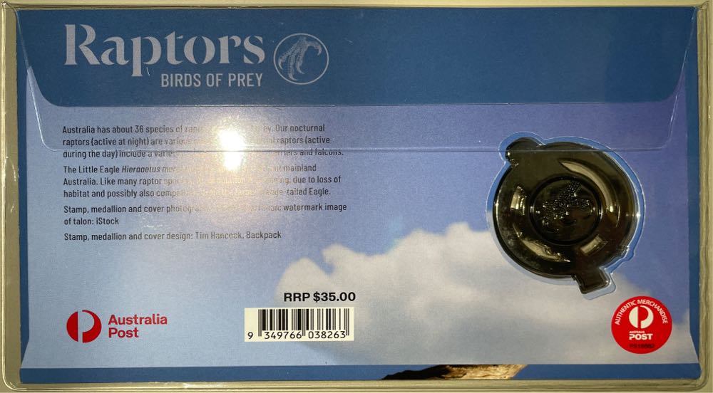 Pnc Australia Raptors Birds Of Prey Little Eagle Medallion Limited Ed 1500  stamp collectible [Barcode 9349766038263] - Main Image 2