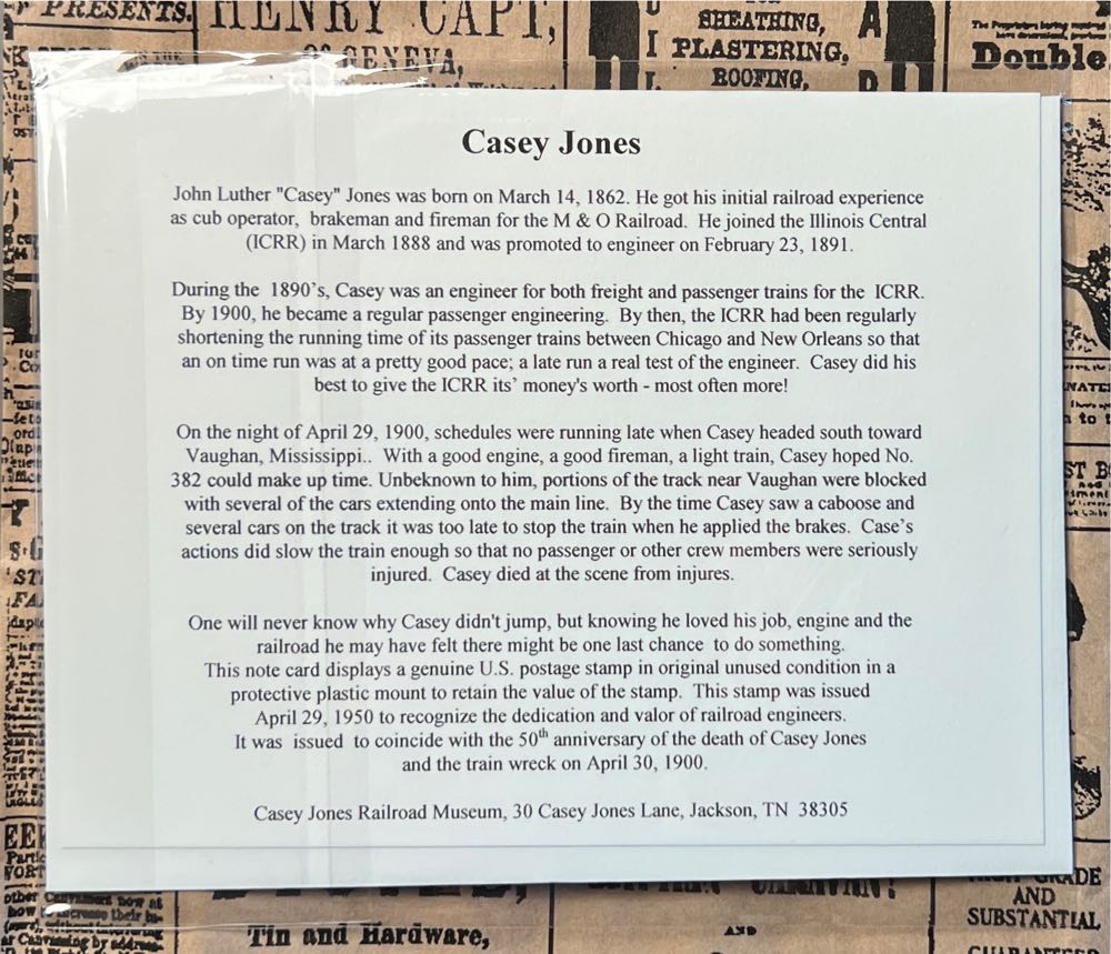 Casey Jones Stamp  stamp collectible - Main Image 2