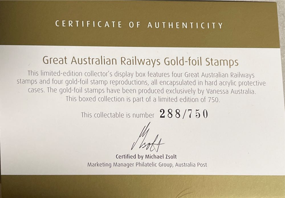 Great Australian Railways Gold-foil Stamps  stamp collectible - Main Image 2
