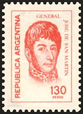 José de San Martín (1778-1850), overprinted M.J.I.