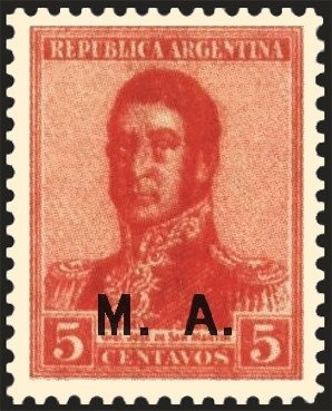 Allegory - “Republica Argentina”, ovpt. “M.M.”