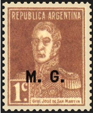 Bernardino Rivadavia (1780-1845), ovpt. - Rounded Collar