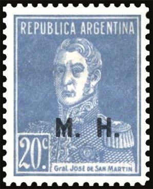 Bernardino Rivadavia (1780-1845), ovpt. "M.G."