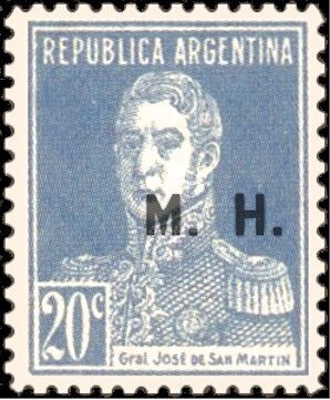 Bernardino Rivadavia (1780-1845), ovpt. M.O.P.t