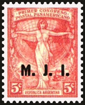 Map of South America without borderlines, ovpt. “M.O.P.”