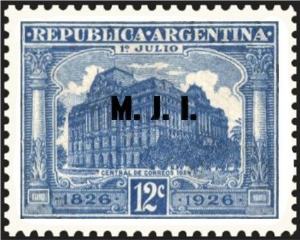 Bernardino Rivadavia (1780~1845), ovpt. “M.O.P.”