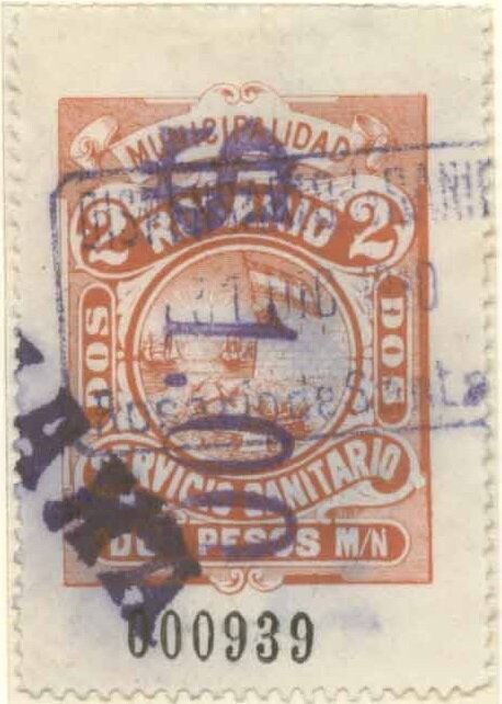 Russian definitive, handstamped "25r HH" on 70k.