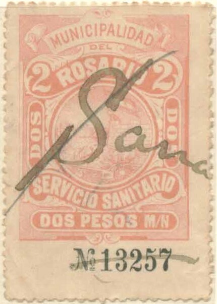 Surcharged in violet