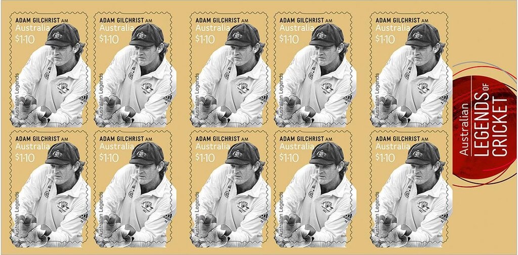 Overprinted in gold font without serif