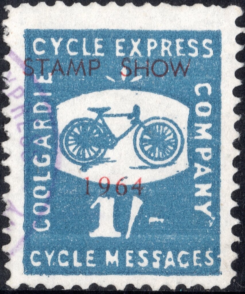 Overprinted in gold font without serif