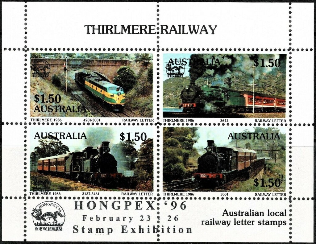 Thirlmere Railway Stamps 1986