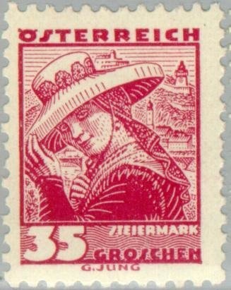 Stamp album, magnifier & globe with inscription