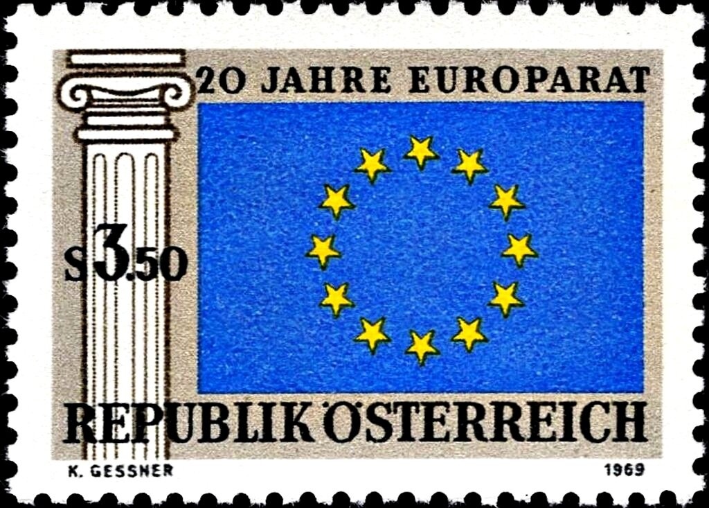 Overprint German stamp postilion on globe