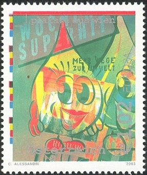 Collector examining a stamp