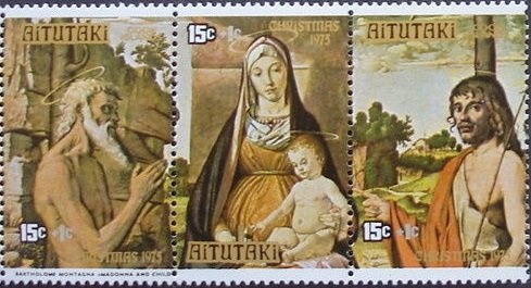 Aitutaki stamps of 1974, 1979 and 1981 with map