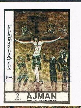 Astronaut in front of flag on the moon