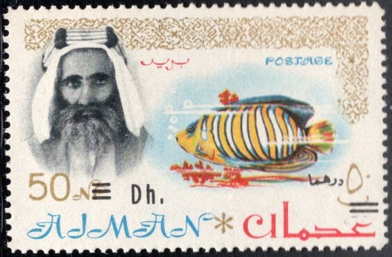 Airplane Crossing Mountains, overprinted in red brown