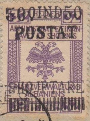 Skanderbeg issue overprinted with Turkish Value