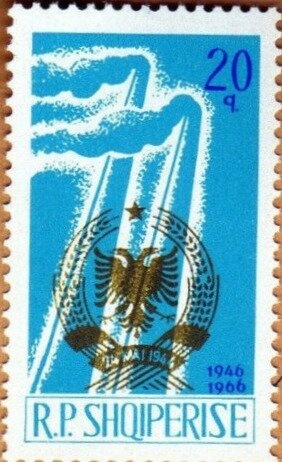 King Zog and Airplane over Tirana, overprinted in black