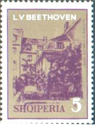 Albanian flag blowing in wind