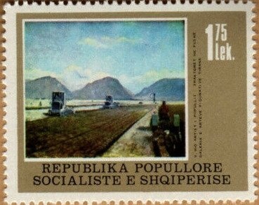 Ahmed Zog Bridge over the Mat overprinted in black